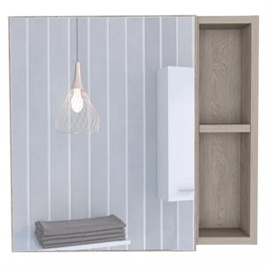 tuhome oman medicine cabinet - gray engineered wood - for bathroom