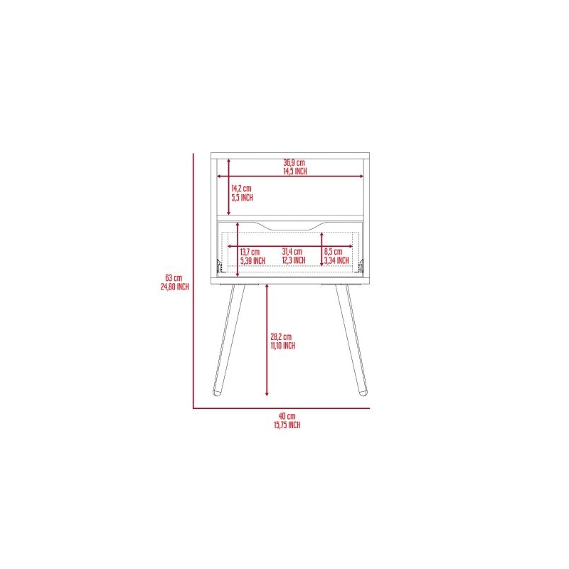 TUHOME Otom Nightstand - Color Brown - Material Engineered Wood