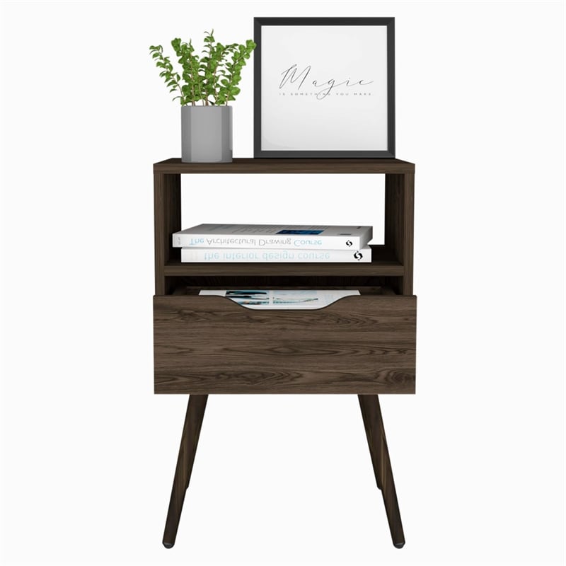 TUHOME Otom Nightstand - Color Brown - Material Engineered Wood