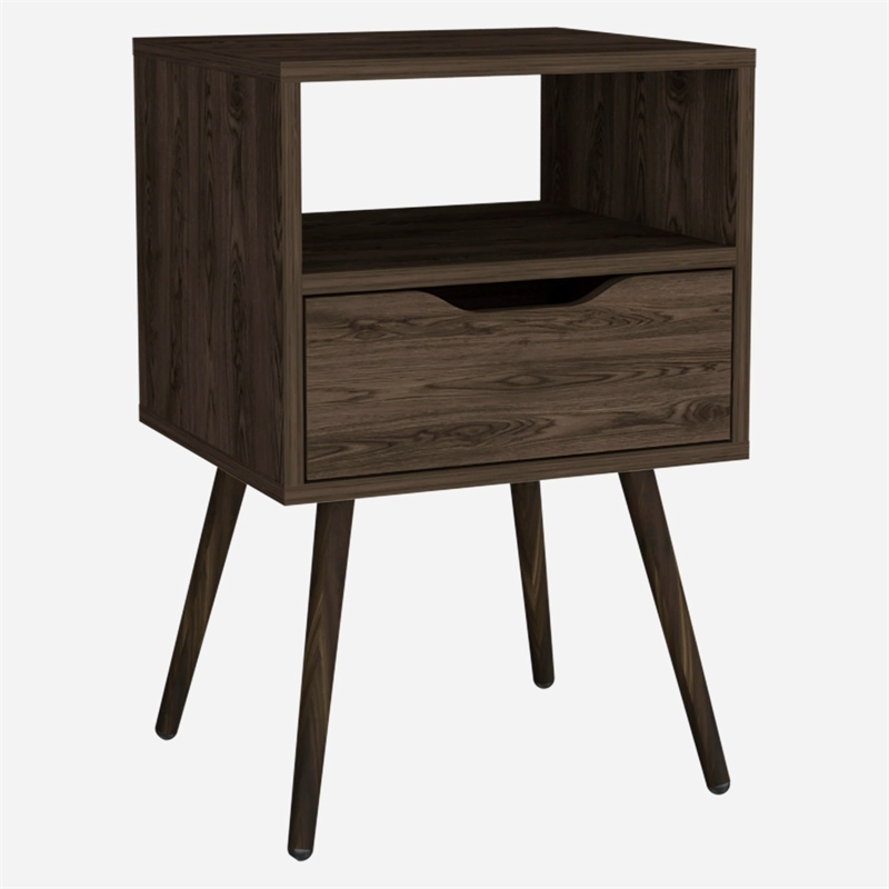 TUHOME Otom Nightstand - Color Brown - Material Engineered Wood