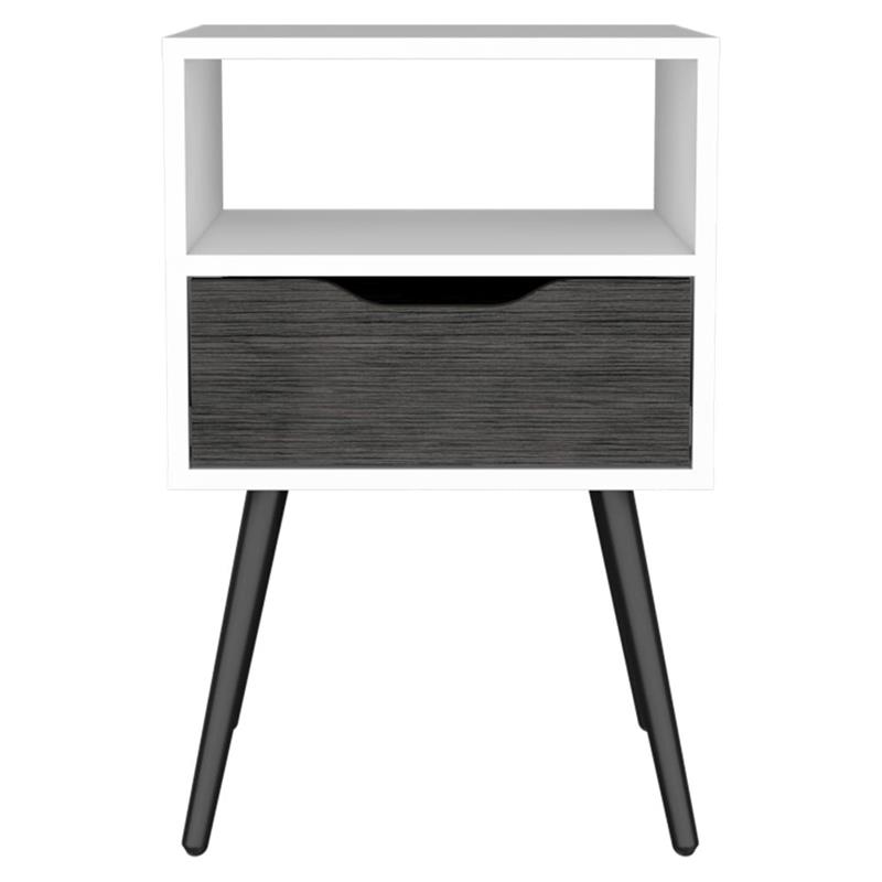TUHOME Otom Nightstand - Ash / White Engineered Wood - For Bedroom