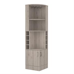 tuhome syrah corner bar cabinet - light grey engineered wood
