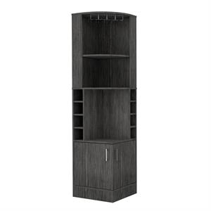 tuhome syrah corner bar cabinet - smoky oak  engineered wood