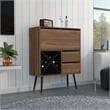 TUHOME Prunus Bar Cabinet - Brown - Engineered Wood - For Living Room