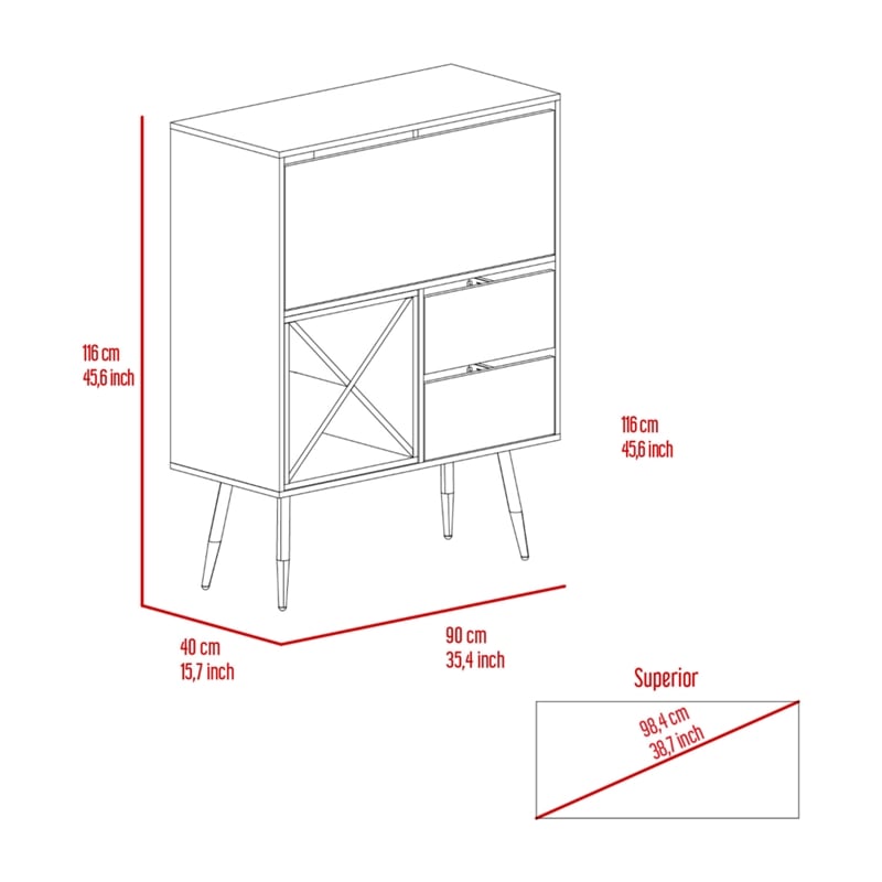 TUHOME Prunus Bar Cabinet - Brown - Engineered Wood - For Living Room