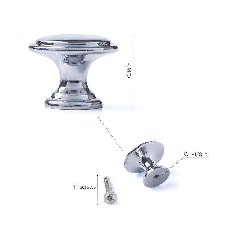 TUHOME silver metal Mushroom Cabinet Hardware Knob Diameter 1-1/8 Inch Set Of 20
