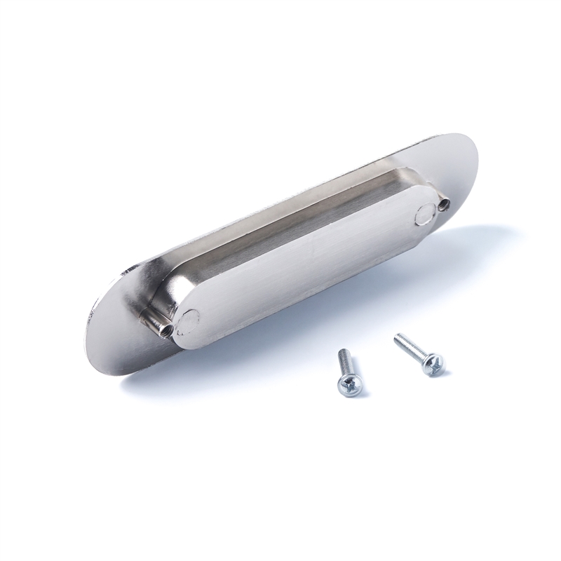 TUHOME  Silver stainless Steel Recessed Oval Flush Pulls   6