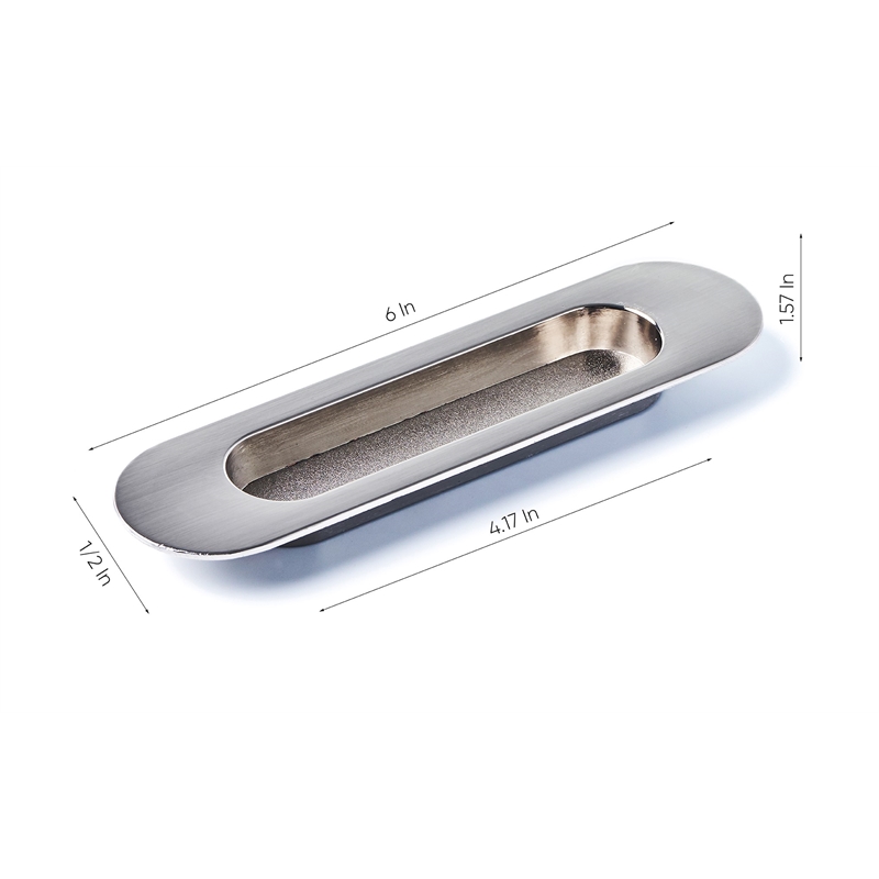 TUHOME  Silver stainless Steel Recessed Oval Flush Pulls   6