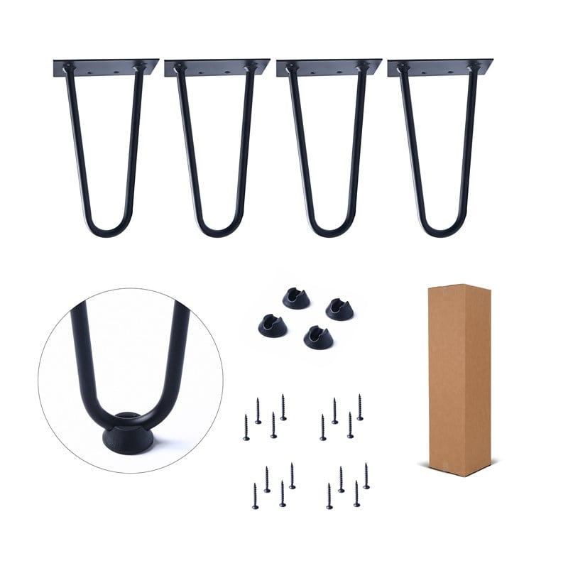 TUHOME 19.7 inches Black stainless steel Hairpin Legs                 (Set Of 4)