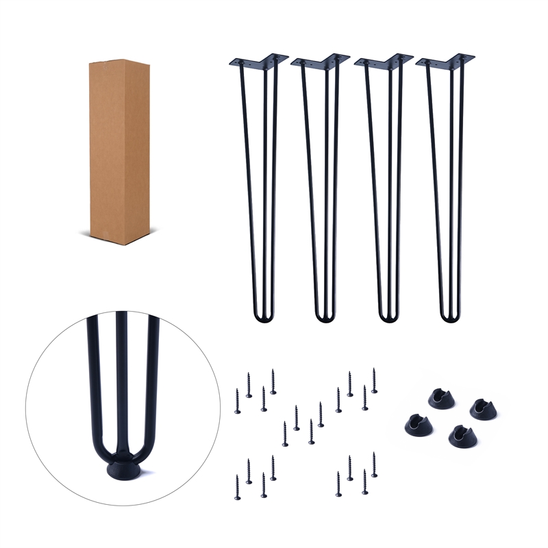 TUHOME 28 inches Black stainless steel Hairpin Legs                  (Set Of 4)
