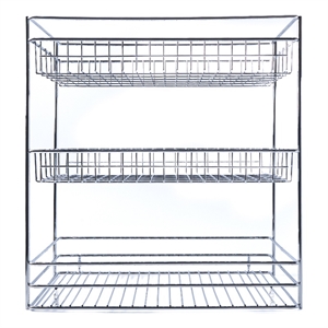 tuhome silver metal kitchen cabinet pull out basket 3 tier sliding organizer