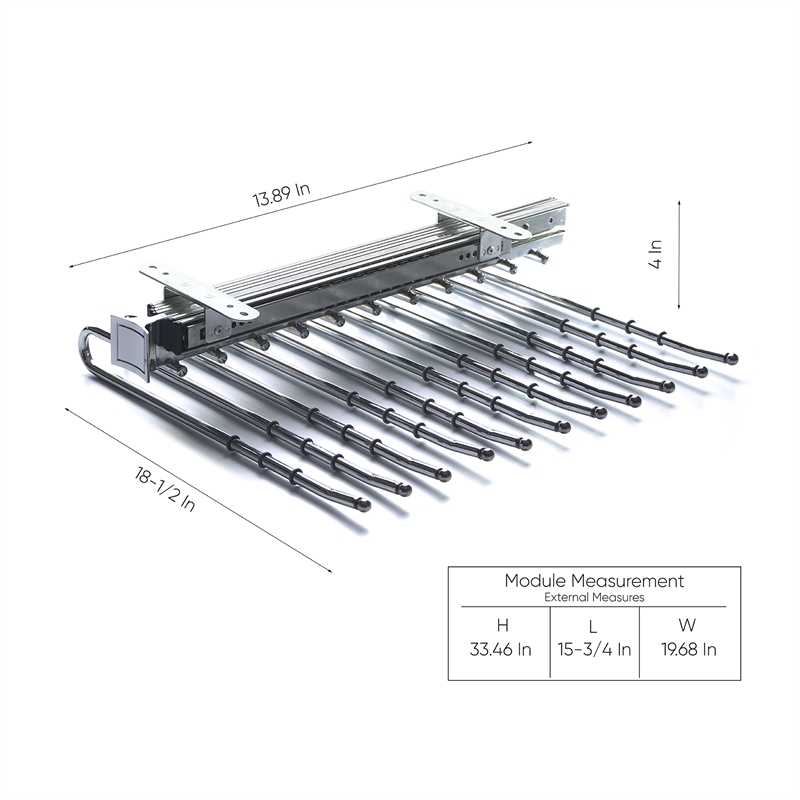 TUHOME  silver Pull Out Trousers Rack 11 Arms Clothes Organizer stainless steel