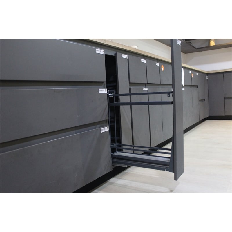 TUHOME Gray stainless steel Kitchen Bottle Rack Cabinet Pullout Organizer