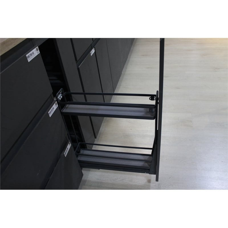 TUHOME Gray stainless steel Kitchen Bottle Rack Cabinet Pullout Organizer