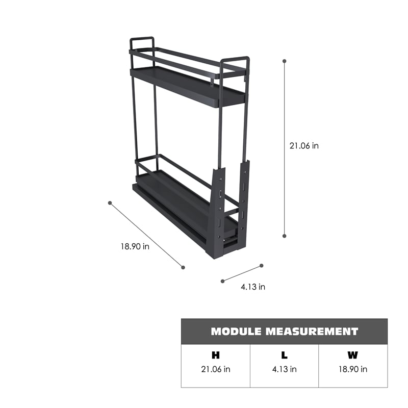 TUHOME Gray stainless steel Kitchen Bottle Rack Cabinet Pullout Organizer