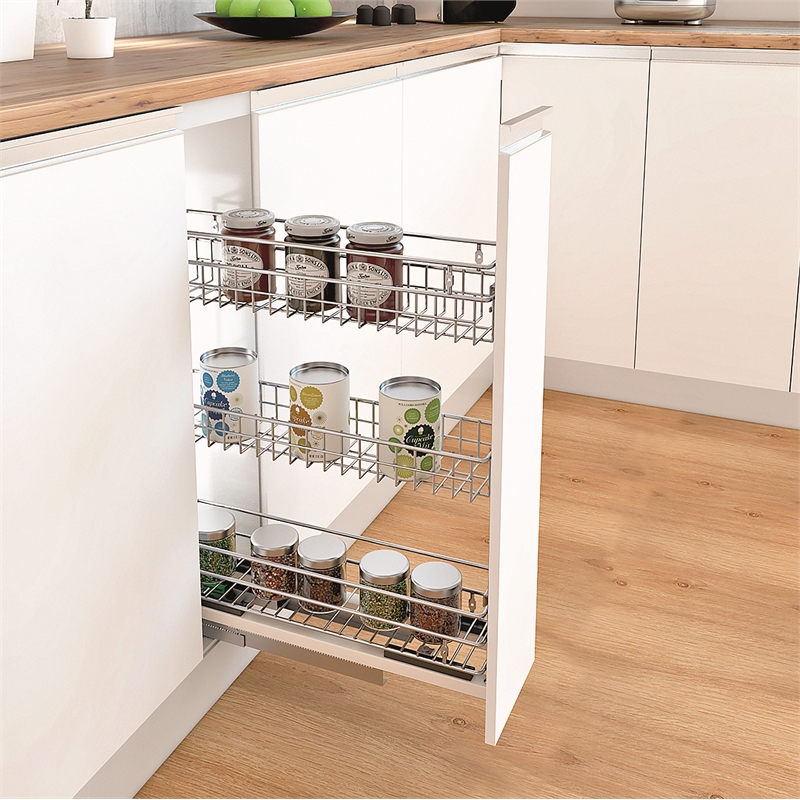 TUHOME silver Kitchen Seasoning Rack Cabinet Pullout Organizer stainless steel