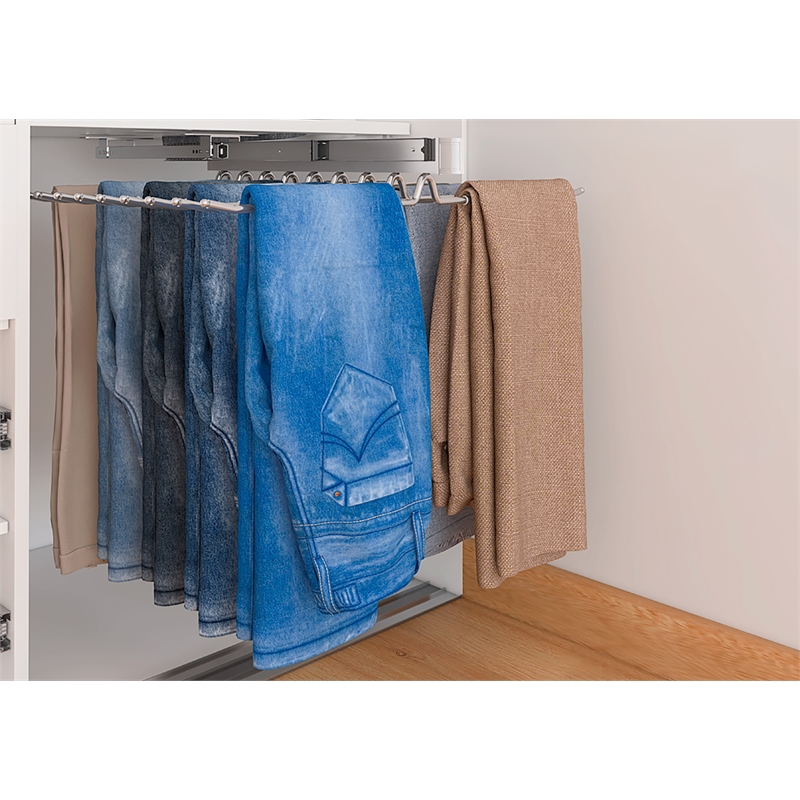 TUHOME silver Pull Out Trousers Rack 18 Arms Clothes Organizer stainless steel