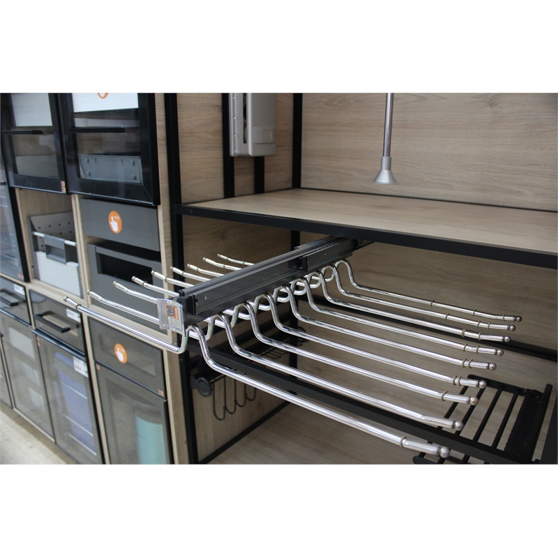 TUHOME silver Pull Out Trousers Rack 18 Arms Clothes Organizer stainless steel