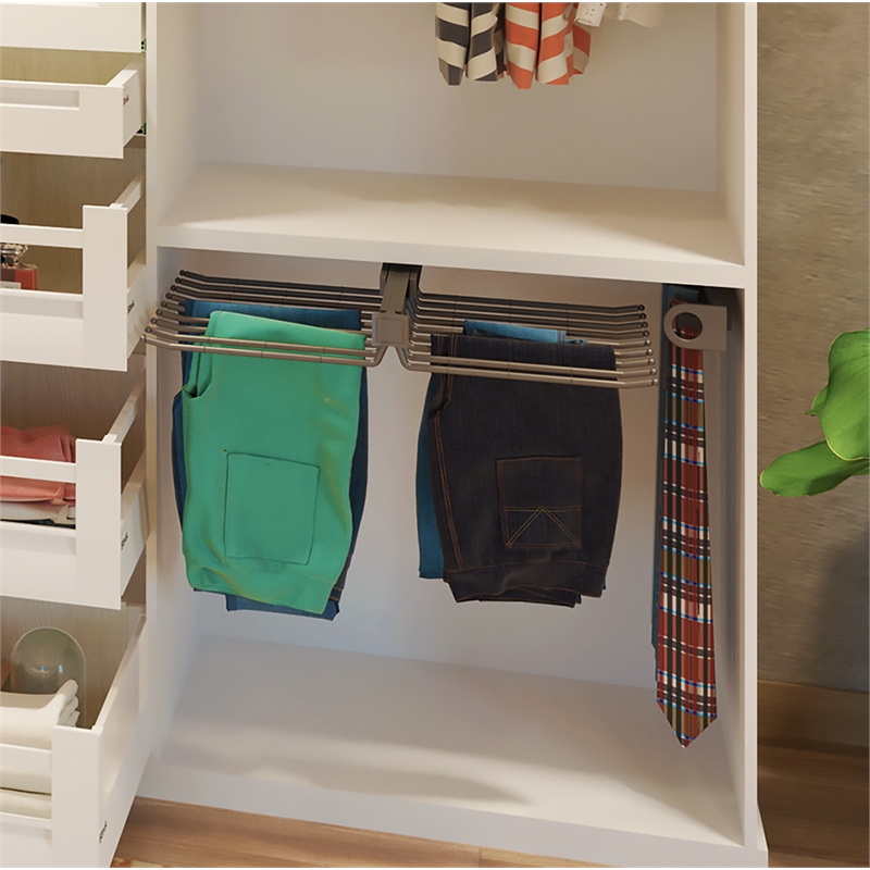 TUHOME Pull Out Trousers Rack 18 Arms Black Clothes Organizer stainless steel