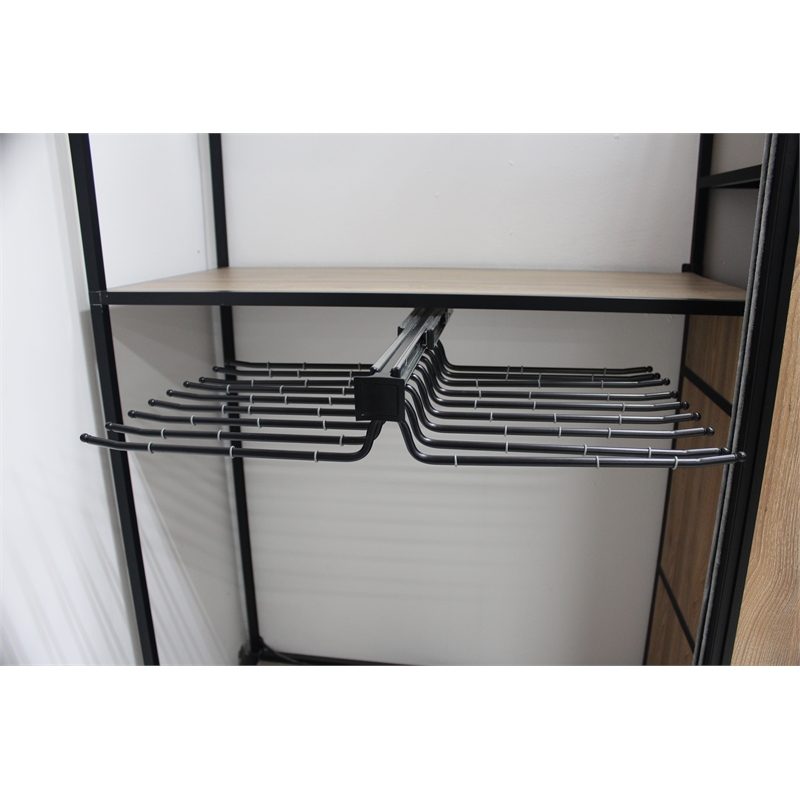 TUHOME Pull Out Trousers Rack 18 Arms Black Clothes Organizer stainless steel