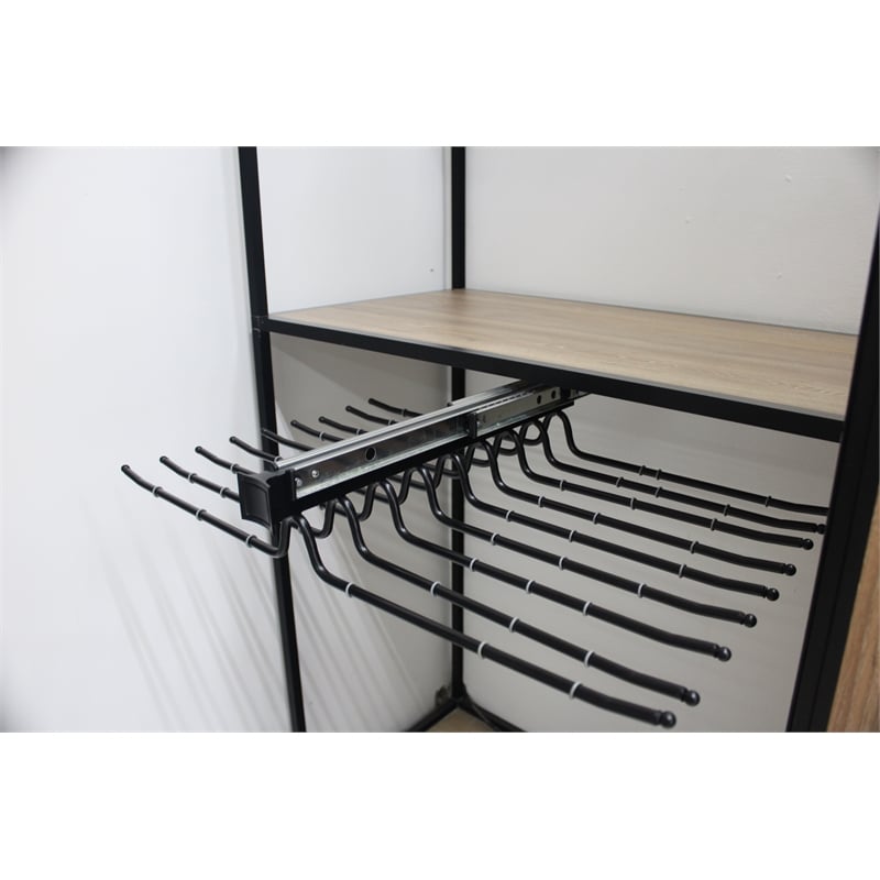 TUHOME Pull Out Trousers Rack 18 Arms Black Clothes Organizer stainless steel