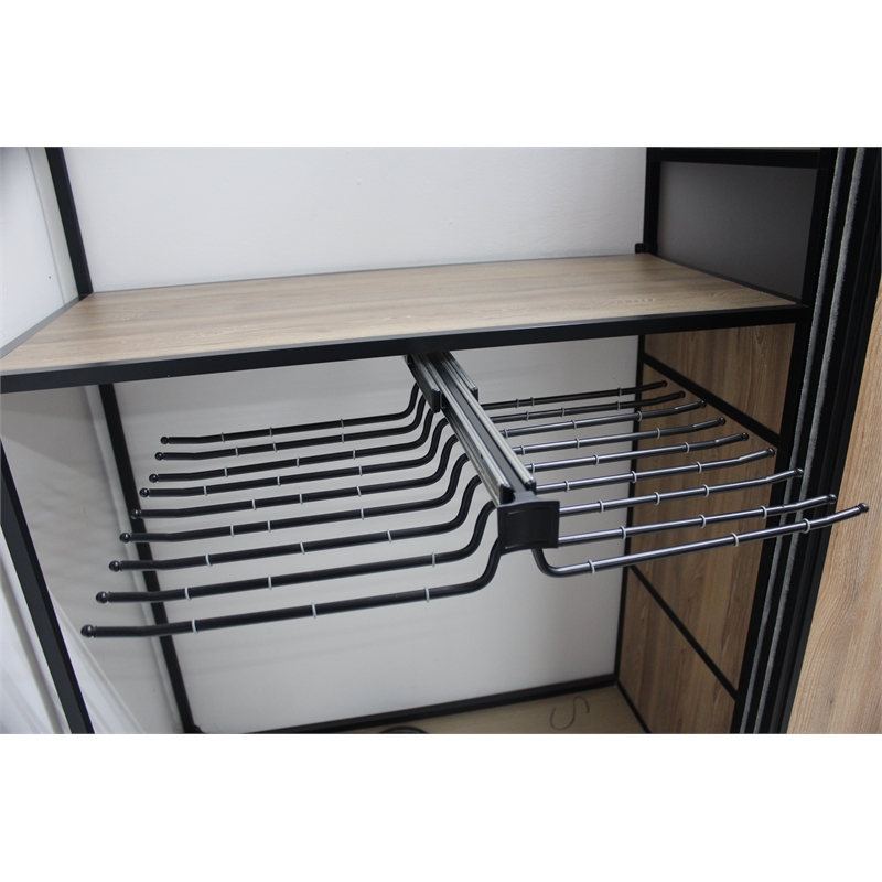 TUHOME Pull Out Trousers Rack 18 Arms Black Clothes Organizer stainless steel