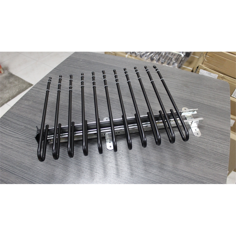 TUHOME stainless steel Pull Out Trousers Rack 11 Arms Black Clothes Organizer