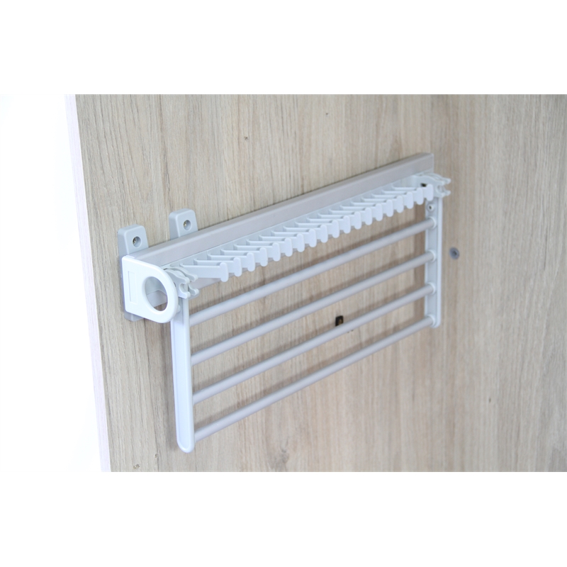 TUHOME Gray aluminum Pull Out Trouser&Tie Rack 14 Hooks And 4 Arms Silver