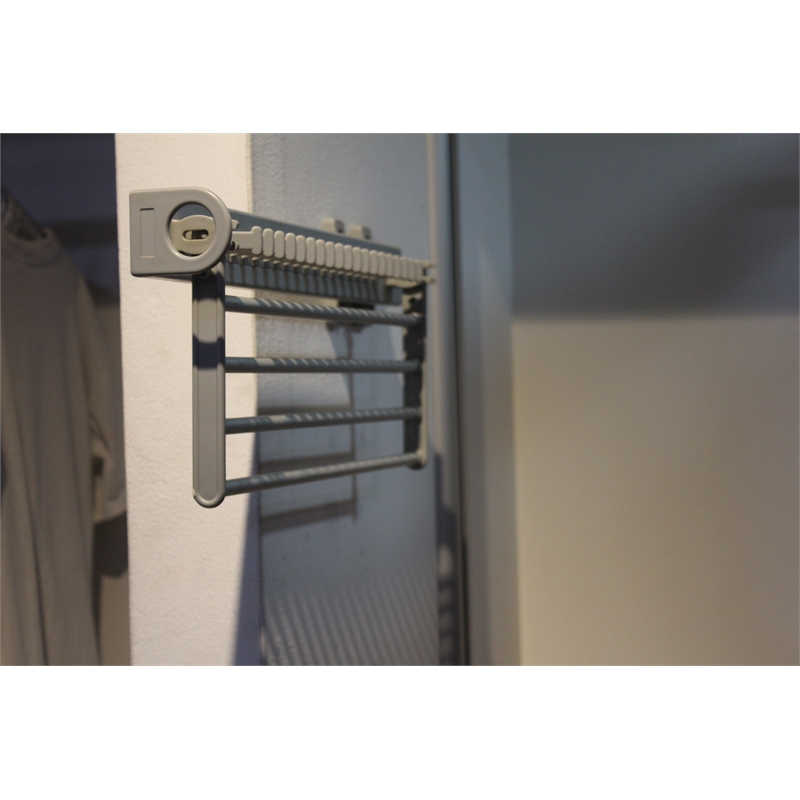 TUHOME Gray aluminum Pull Out Trouser&Tie Rack 14 Hooks And 4 Arms Silver