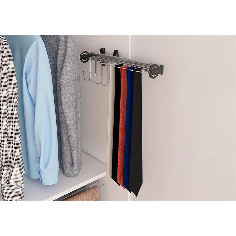 TUHOME Silver Stainless steel Pull Out Belt &Tie Rack Chrome Plated X2 Un