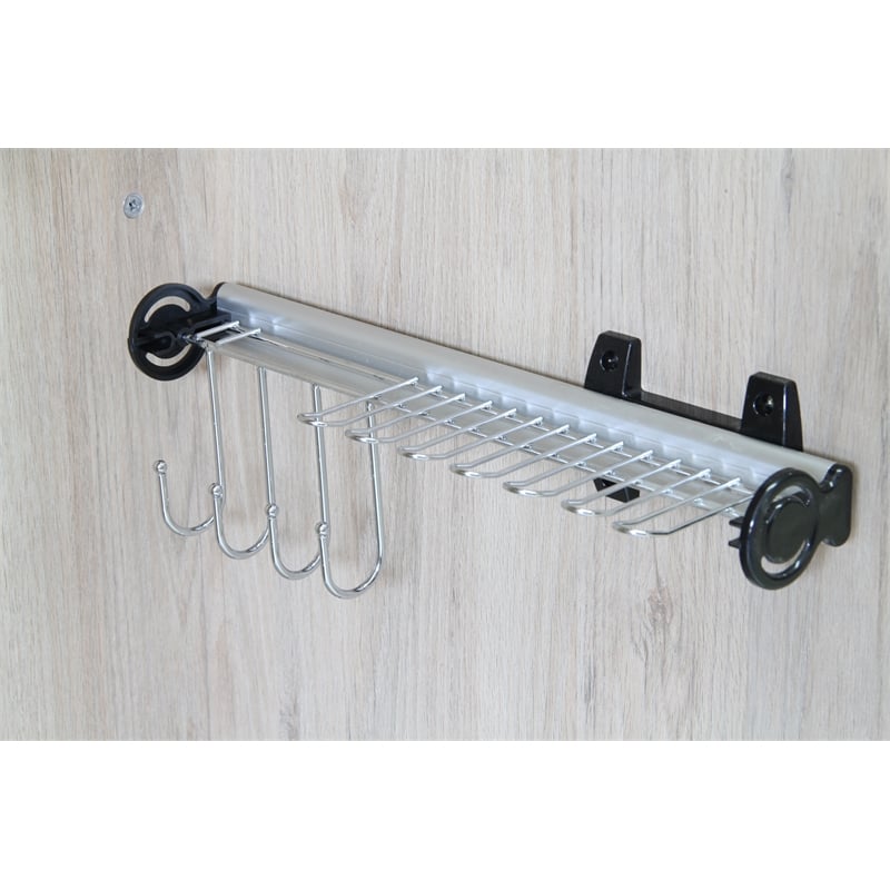 TUHOME Silver Stainless steel Pull Out Belt &Tie Rack Chrome Plated X2 Un