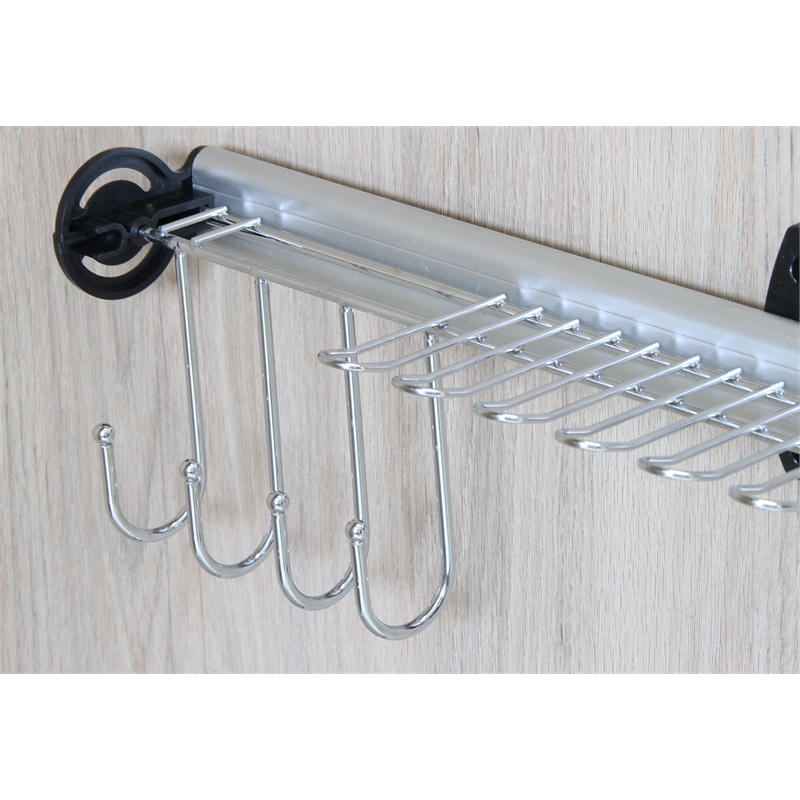 TUHOME Silver Stainless steel Pull Out Belt &Tie Rack Chrome Plated X2 Un
