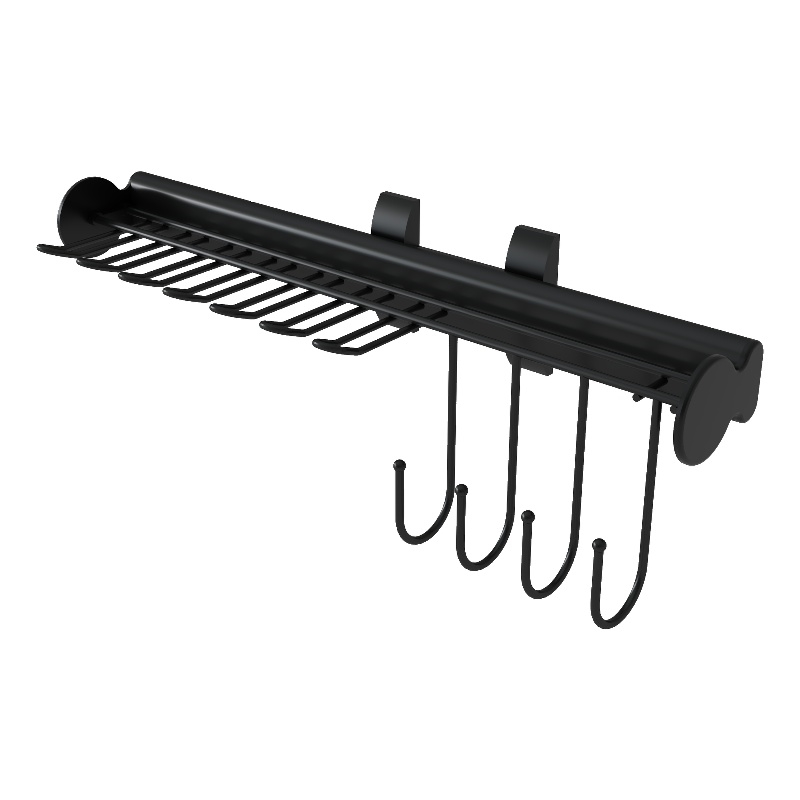 TUHOME black Stainless steel Pull Out Belt &Tie Rack Chrome Plated X2 Un