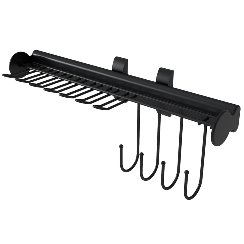 TUHOME black Stainless steel Pull Out Belt &Tie Rack Chrome Plated X2 Un