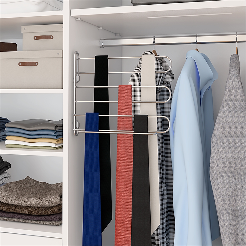 TUHOME  Silver stainless steel Tie Rack Chrome Plated Wallmounted X1 Un