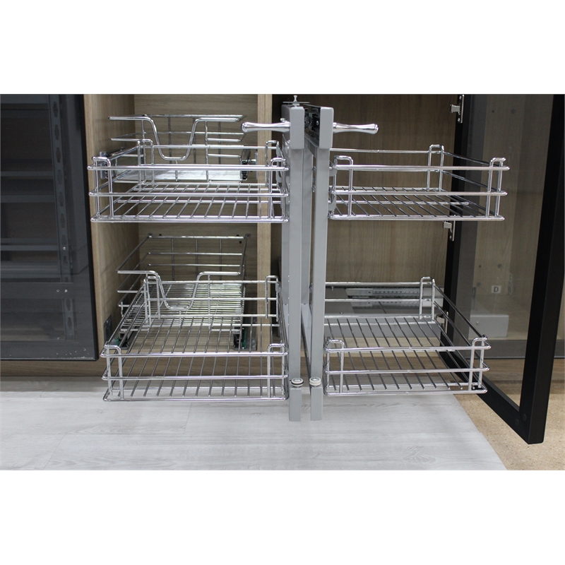 TUHOME  silver stainless steel Blind Corner Cabinet Organizer Grilled Base X1 Un