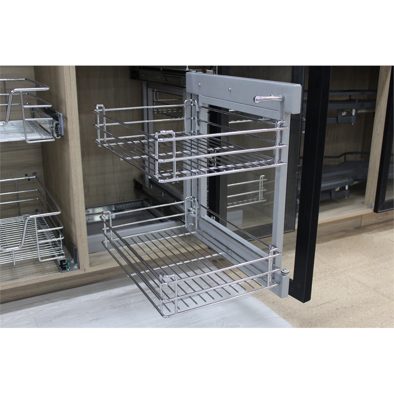 TUHOME  silver stainless steel Blind Corner Cabinet Organizer Grilled Base X1 Un
