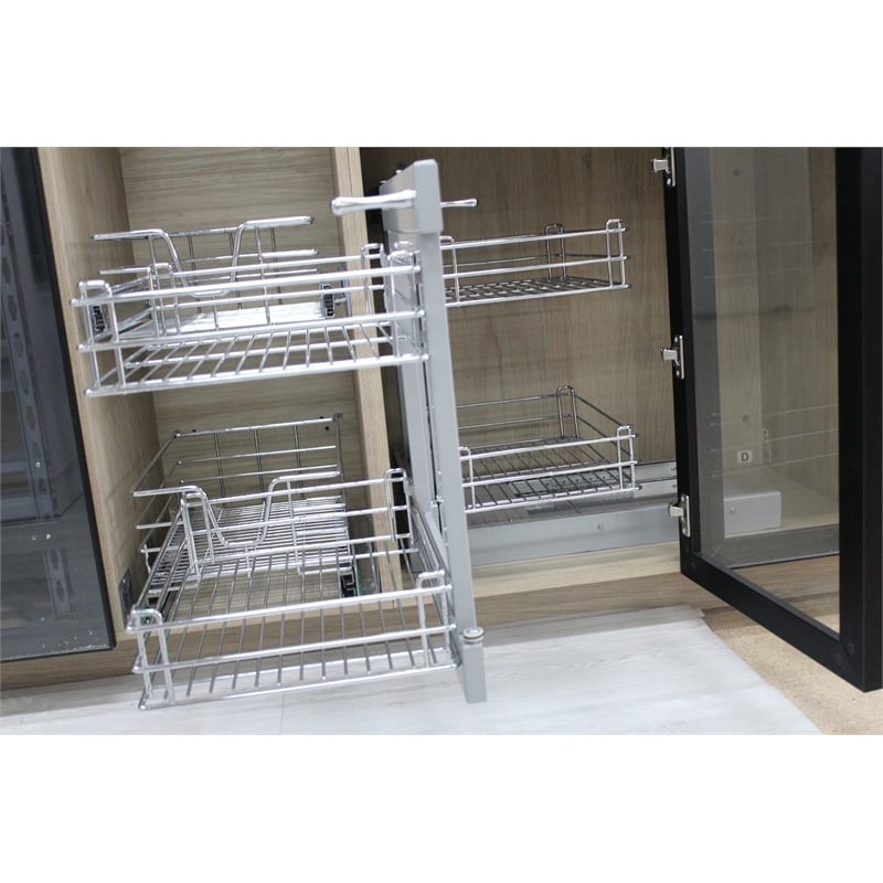 TUHOME  silver stainless steel Blind Corner Cabinet Organizer Grilled Base X1 Un