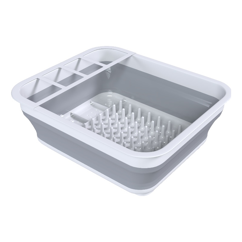 TUHOME Dish Drying Rack White / Gray plastic it is plegable and easy to store it