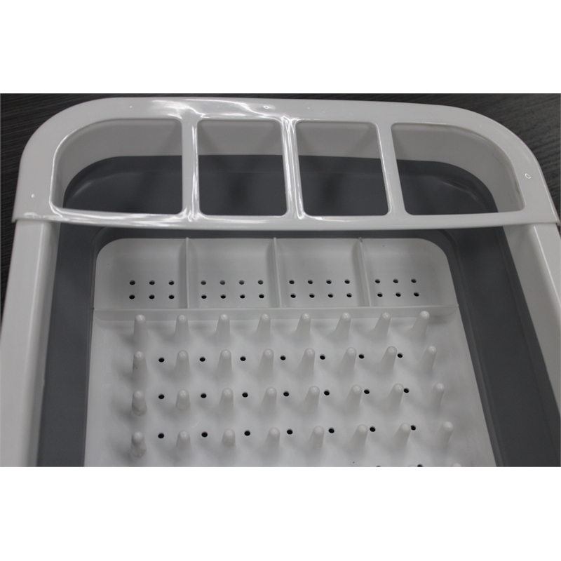 TUHOME Dish Drying Rack White / Gray plastic it is plegable and easy to store it