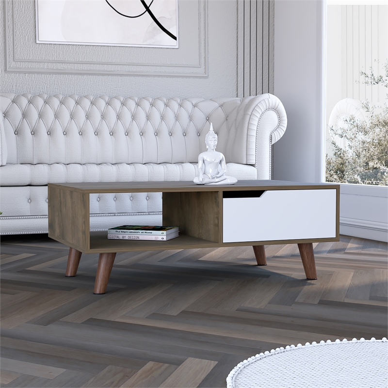 TUHOME Olso Coffee Table 2.0 - Dark Brown / White Engineered Wood - Living Room