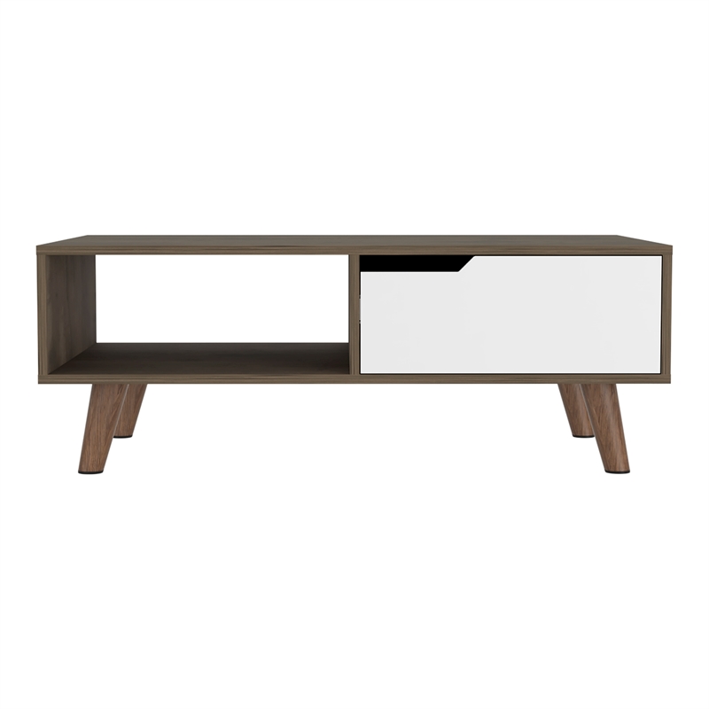 TUHOME Olso Coffee Table 2.0 - Dark Brown / White Engineered Wood - Living Room