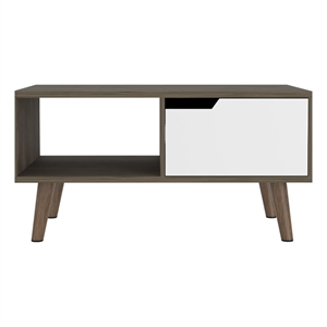 TUHOME Olso Coffee Table 2.0 - Dark Brown / White Engineered Wood - Living Room