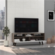 TUHOME Oslo Tv Stand - Dark Walnut (Brown) / White Engineered Wood