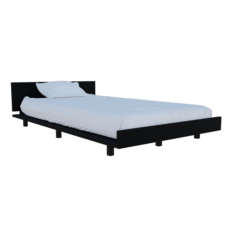 TUHOME Kaia Twin Bed Base  Engineered Wood Beds in  Black