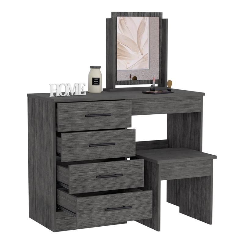 TUHOME Kaia Makeup Vanity With Mirror  Engineered Wood Dressers in  Gray
