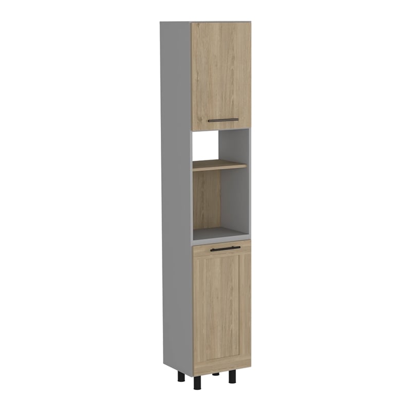 TUHOME Hasselt Kitchen Pantry Light Pine (beige)/White Engineered Wood
