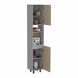 TUHOME Hasselt Kitchen Pantry Light Pine (beige)/White Engineered Wood