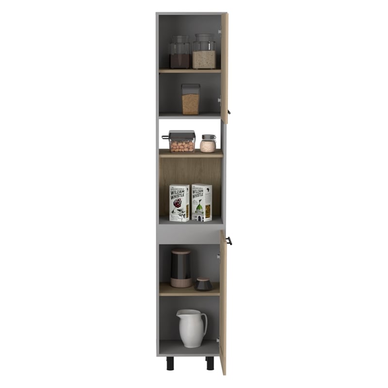 TUHOME Hasselt Kitchen Pantry Light Pine (beige)/White Engineered Wood