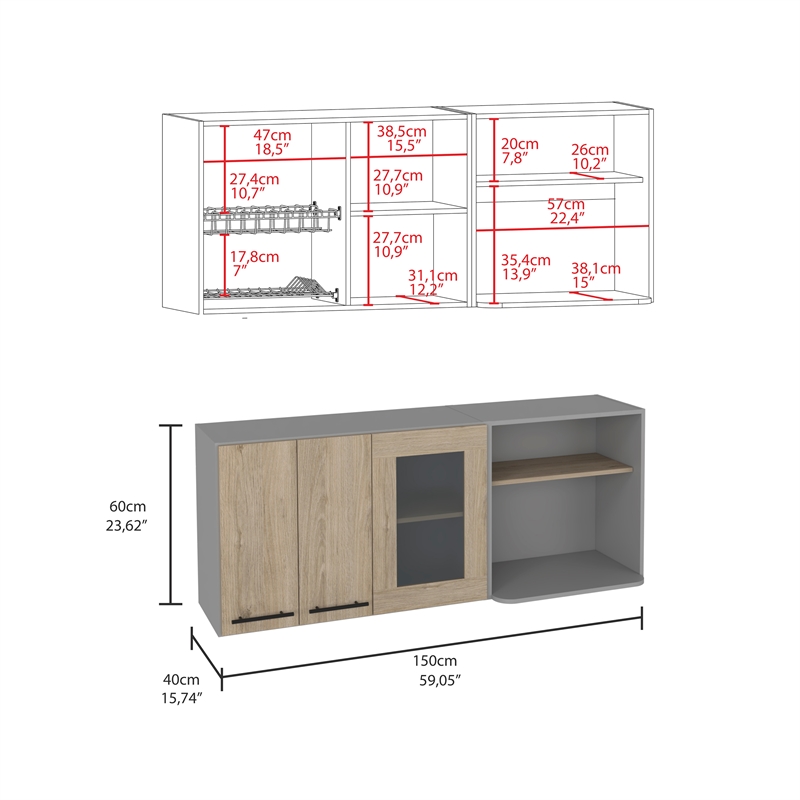 TUHOME Hasselt Wall Cabinet Light Pine (beige) Engineered Wood